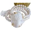 Generic Bracciale tre file con perle bianche naturali e cammeo vero in conchiglia sardonica, argento 925 | bracciale artigianale