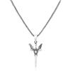 Jewellery Pit - Collana di spade con ali e stella polare - Collana gotica, collana da motociclista, ciondolo da uomo in argento su catena d'argento (60 cm)