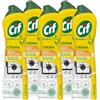 Cif 5x Cif Detergente in Crema Profumo Limone con Micro-Cristalli Multisuperficie - 5 Flaconi da 500 ml