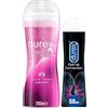 Durex Eternal Connection Gel Lubrificante a Lunga Durata con Base Siliconica Effetto Setoso da 50ml + Massage 2in1 Gel Massaggio Corpo Lenitivo a Base Acquosa con Aloe Vera da 200ml - 2 Lubrificanti