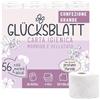 Glücksblatt Carta igienica vellutata con profumo di fiori fresco, 4 strati, 56 rotoli x 130 fogli, 100% cellulosa, carta igienica super morbida con stampa fortunata, carta igienica, imballaggio minimo