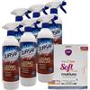FEI FAN QUASAR SET: 6x Quasar Detergente Spray LEGNO Con Cera D'Api. Nutriente, Lucidante, Protettivo. Scudo Antisporco, Pulito Più a Lungo 580ml + Panno Soft Microfibra Multiuso, Formato 33x33