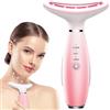 TLINNA Massaggiatore viso -7 colori rosso-terapia per viso e collo per rughe, doppio mento, massaggiatore viso vibrante con termiche (rosa)