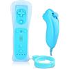 Lyyes Telecomando per Wii, Wii Remote e Nunchuck Controller con custodia in silicone e cinturino per Wii e Wii U (blu)