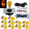 SJ@JX Arcade Game Stick DIY Kit Buttons with Logo LED 8 Way Joystick USB Encoder Cable Controller for PC MAME Raspberry Pi Yellow