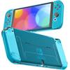 RHOTALL Custodia protettiva 3 in 1 blu trasparente per Nintendo Switch OLED, skin agganciabile per interruttore OLED e controller, guscio con presa comoda con assorbimento degli urti e design