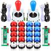 Fosiya Kit di pulsanti per joystick arcade a forma di ellisse, ovale, 8 vie, con 20 pulsanti LED Arcade, per videogiochi a 2 giocatori, controller standard, tutti i PC Windows, MAME, Raspberry Pi (kit