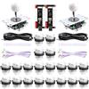 Easyget - Kit arcade LED per 2 giocatori, 2 X Zero Delay USB Encoder + 2 x Joystick + 20 x LED pulsanti Arcade per PC, Windows, MAME, Raspberry Pi Arcade fai da te (2 giocatori, kit bianco)