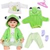 YAEGIMHT Vestiti per bambole da 50 a 55 cm, set per bambole da 20 a 22 pollici, 1 giacca con cappuccio verde, 1 top 1 paio di calzini 1 appendiabiti, graziose stampe di animali