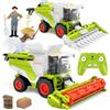 Charmofun Mietitrebbia Telecomandata con Spruzzatura, Trattore Radiocomandato per Bambini, 2,4 Ghz RC Trattore Giocattolo, Giocattoli Agricoltura Playset Regali