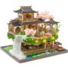 Spilay Fairyland Casa Miniatura DIY in Legno con Luce LED, Kit Casa delle Bambole 3D Puzzle per Adulti, Paesaggio Orientale con Cascata e Giardino Cinese, Decorazione Creativa