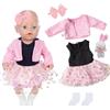 Carreuty 5 graziosi vestiti per bambole da 35 a 43 cm, vestiti per bambole da 14 a 18 pollici, con gonna in tulle, colore rosa, giacca con fiocco, calzini per coniglio, compatibile con bambole Annabelle
