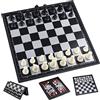 Windfromort Scacchiera Professionale, 3 in 1 Scacchiere con Magnetici Scacchi, Dama, Backgammon Gioco da Tavolo Portatile e Educativo, Scacchiera Pieghevole da Viaggio per 6 + Anni Bambini e Adulti (25cm x 25cm)