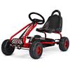 RELAX4LIFE Go Kart a Pedali per Bambini, Karting con 4 Ruote Antiurto e Freno a Mano, 2 Pedali Antiscivolo con Volante, Sedia Ergonomica e Posizione Regolabile (Rosso)