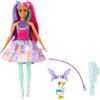 Barbie Un Tocco di Magia - The Glyph, bambola con outfit fantasy e accessori per lo styling, cucciolo e guinzaglio inclusi, giocattolo per bambini, 3+ anni, JCW50