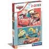 Clementoni- Disney Cars Supercolor Cars-2x20 (Include 2 20 Pezzi) Bambini 3 Anni, Puzzle Cartoni Animati, Made in Italy, Multicolore, 24808