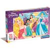 Clementoni-Le Principesse Disney & Sofia Princess Supercolor Puzzle, No Color, 104 Pezzi, 23714