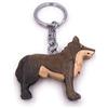 H-Customs Ciondolo portachiavi realizzato a mano in legno di lupo animale predatore in legno