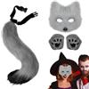 Generico Set di maschera e coda, costume da cosplay lupo | Guanti lupo guanti faux pelliccia coda foxs coda cosplay costume in maschera di Halloween | Costumi in maschera per la festa di Halloween