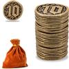 Prefdo Monete in metallo per giochi da tavolo, 15 gettoni del tesoro per poker, giochi di ruolo, giochi da tavolo strategico, valuta fantasy, valuta di gioco generico resistente (bronzo, valore 10