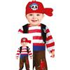 FIESTAS GUIRCA | Costume da Pirata Neonati (12-18 Mesi) - Maglietta, Pantaloni e Foulard - Costumi da Corsaro e Bucaniere per Halloween, Carnevale e Feste in Maschera - Ideale per Bambini Piccoli