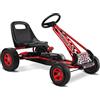 GYMAX Go-Kart a Pedali per Bambini con Sedile Regolabile con Freno e Frizione per Bambini 3-8 Anni, 98 x 59 x 61 cm (Rosso)
