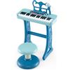 GYMAX Pianoforte Elettronico per Bambini a 37 Tasti, Pianoforte Giocatto con 22 Demo, 4 Suoni e 4 Ritmi, Giocattolo Pianoforte Educativo con Microfono Regolabile e 12 Strumenti e 22 Musiche (Blu)