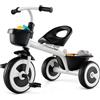 COSTWAY Triciclo per Bambini, Trike con Sede Regolabile Cestini Anteriori e Posteriori, Bicicletta a 3 Ruote con Telaio in Ferro Carbonioso di Alta Resistenza, per Bambini 1,5-5 Anni (Bianco)
