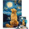 LKASGCBY Puzzle da 2000 pezzi per adolescenti Golden Retriever Notte Stellata Gioco intellettuale con pezzi completamente interconnessi di forma casuale 70x100cm