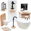NASSMOSSE 8 Pezzi/Set 1:12 Set da Bagno per casa delle Bambole in Miniatura mobili Fai da Te in Legno per Giochi di finzione