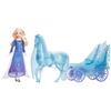 Mattel Disney Frozen - Carrozza delle Avventure di Elsa & Nokk, playset con bambola Elsa alla moda con abito e scarpe rimovibili, cavallo magico e carrozza, giocattolo per bambini, 3+ anni, JBG56