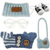 Eyoulife Set di 5 vestiti per bambole, 17 cm, mini vestiti per bambole, con maglione, cappello, occhiali, facili da togliere, regali per bambini (blu)
