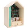 Fockety Kit Casetta per Libreria in Legno con 200 Libri e 2 Cuscini, Mini Casa Realizzata a Mano per la Decorazione della Casa, Kit per Angolo Libro in Miniatura per Camera, Studio,