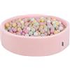 KiddyMoon Piscina di Palline 120X30cm/300 Palline Colorate Grande Tondo per Bambini, Fabbricato in EU, Rosa:Beige Pastello/Giallo Pastello/Bianco/Menta/Rosa Chiaro
