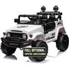 TOYSCAR Auto Macchina Elettrica per Bambini Jeep Toyota Fj Cruiser 12V Ruote in Gomma Full Optional Sedile Pelle Porte Apribili Tappetino e Telecomando (Bianco)