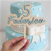 Generico Cake Topper Personalizzato in Legno per Battesimo, Decorazione per Torta con Nome Personalizzabile, Stile Nuvola, Design Elegante, Colori Pastello