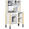 AIYAPLAY HOMCOM Cucina Giocattolo per Bambini con Altezza Regolabile, Effetti Sonori, Luci e Utensili, in MDF e PP, 60x30.5x93.2 cm, Grigia e Bianca