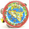 plastica 2 Tamburelli Tamburi Siciliani, Grande e Piccolo, 18 e 14 cm. con Immagine della Sicilia e 5 Campanelli Laterali, per Bambini o Adulti