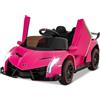 GYMAX Auto Elettrica Lamborghini, Macchina Giocattolo a Trazione Integrale con Telecomando, Luci LED, Funzione USB & MP3, Veicolo per Bambini 3-8 Anni, Velocità 3-6 KM/H (Rosa)