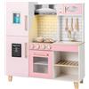HOMASIS Cucina Giocattolo per Bambini in Legno, Cucina Bambina con Macchina per Fare Gelati, Set da Cucinetta con Luci e Suoni per Bambini dai 3+ Anni, 92x30x98cm (Rosa)