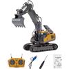 Brickaro Escavatore in lega per adulti, scala 1/20 2.4G 11CH Escavatore RC in lega con luci ed effetti sonori, braccio di scavo girevole a 360° e retrattile, regalo per adulti