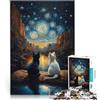 AITEXI puzzle 1000 pezzi per adulti Gatti della notte stellata Giocattoli educativi per l'apprendimento Giochi per famiglie decorazione murale 75x50cm