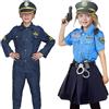 Generic Costume Poliziotto Bambino, 8 Pezzi Poliziotto Bambino Kit, Dress Up Police Costume per Ragazzi Bambina con Cappello, Poliziotto Walkie-Talkie Manette Polizia Giocattolo Kit per Halloween Carnevale