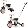 QPLAY Triciclo & Bici d'equilibrio senza pedali QPLAY Stager 3 in 1, con maniglione a spinta, pedali rimovibili, si trasforma da 3 a 2 ruote senza attrezzi, sella regolabile, dai 2 ai 6 anni (Beige/Rosa)
