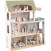 COSTWAY Casa delle Bambole in Legno, Casa Bambole con 4 Piani, 6 Stanze, Terrazza, Piscina e Scale, Casetta Giocattolo Educativo con 33 Mobili Accessori, per Bambini 3+ Anni, 63 x 25 x 78 cm (Verde)