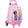 safta Barbie Painterly - Zaino grande con ruote, compatto evoluzione, rimovibile, ideale per bambini di diverse età, comodo e versatile, qualità e resistenza, 33 x 22 x 45 cm, rosa/celeste, M, Casual