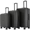 NPLE KRYPTON Set 3 Trolley Rigidi Espandibili ABS Premium 55/66/76 cm - Valigie con TSA, 4 Doppie Ruote 360°, Bagaglio a Mano, Manico Telescopico e Organizer Interno -Grigio