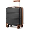 KONO Trolley Bagaglio a Mano e Valigia Cabina 45x36x20 cm, ABS+PC, Conforme EasyJet (Nero/Marrone, 16)