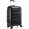 KONO Valigia Rigida Media 66L Premium Polipropilene Trolley con TSA Lucchetto e 4 Ruote Girevoli (Nero, M (65cm - 66L))