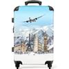 NoBoringSuitcases.com valigia grande 20-23 kg, media, trolley medio, rigida, rigido, da stiva, valigie grandi, bagaglio, leggera, medie rigide, con 4 ruote girevoli, 67 cm - 72 L, Aereo Neve